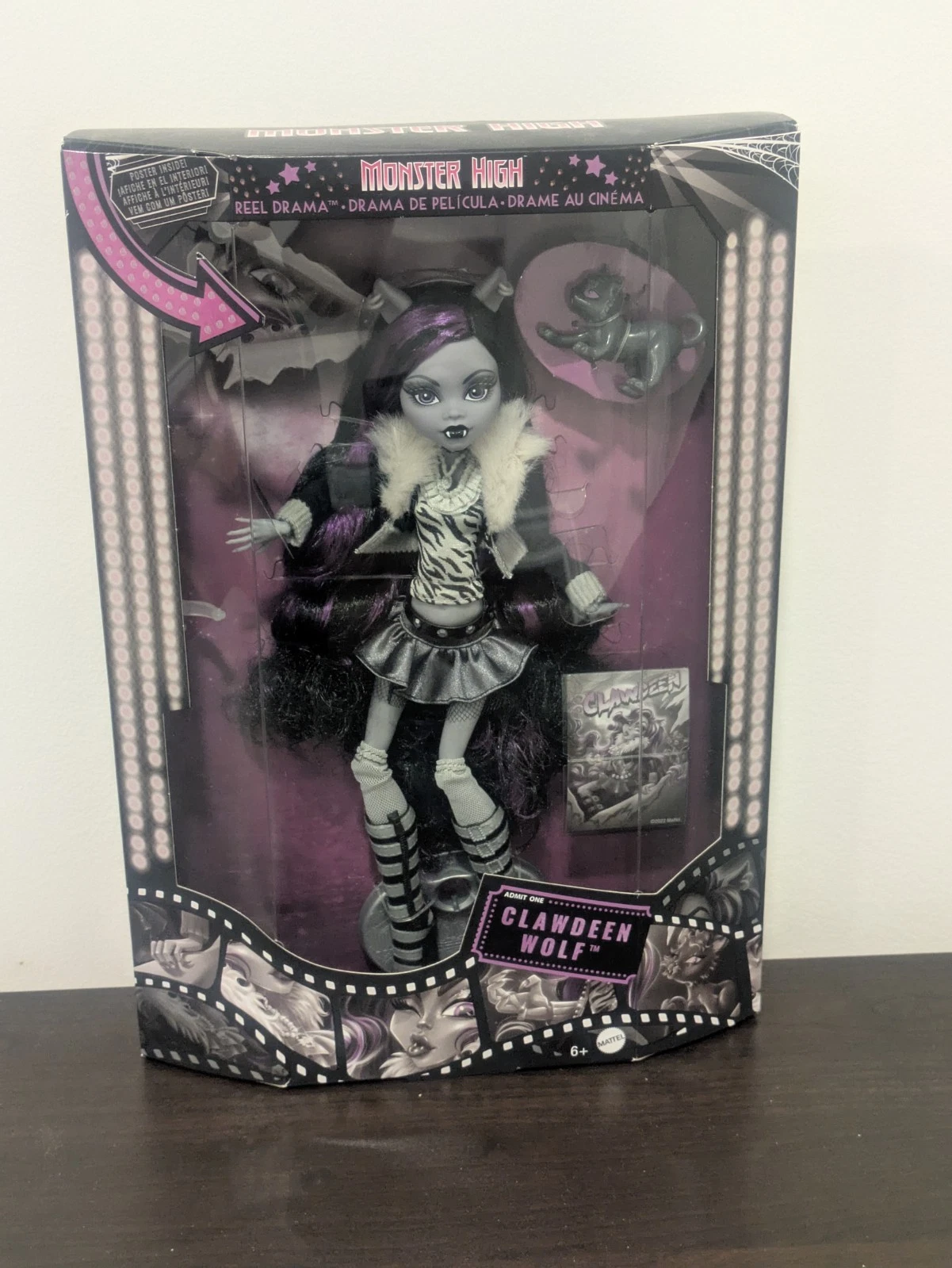 Muñeca Monster High Reel Drama Clawdeen Wolf nueva en su caja original de fábrica.